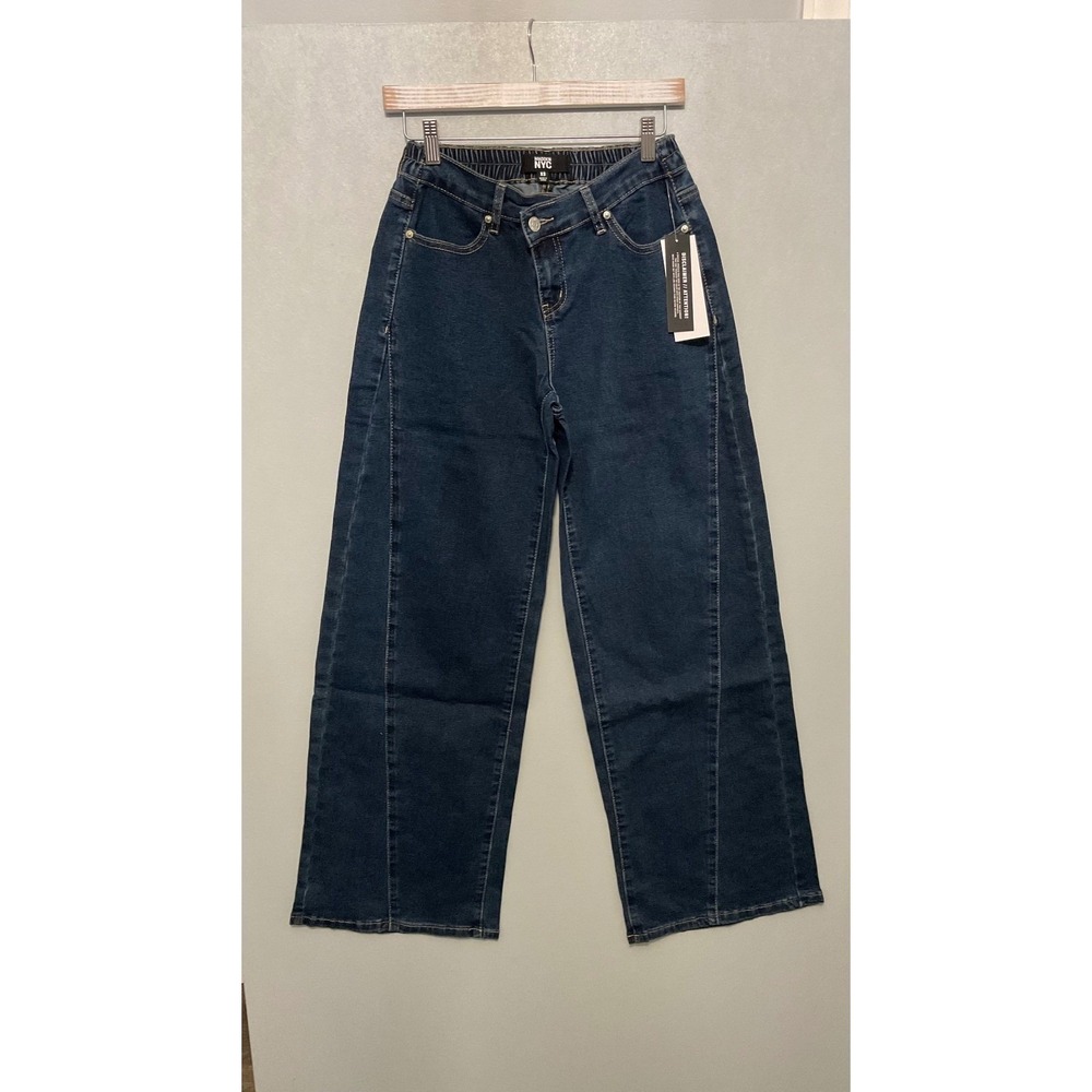 NWT Madden NYC Wide Leg Jeans XS 0-2 Blue Denim High Rise Elastic Waist Pants - Picture 5 of 5